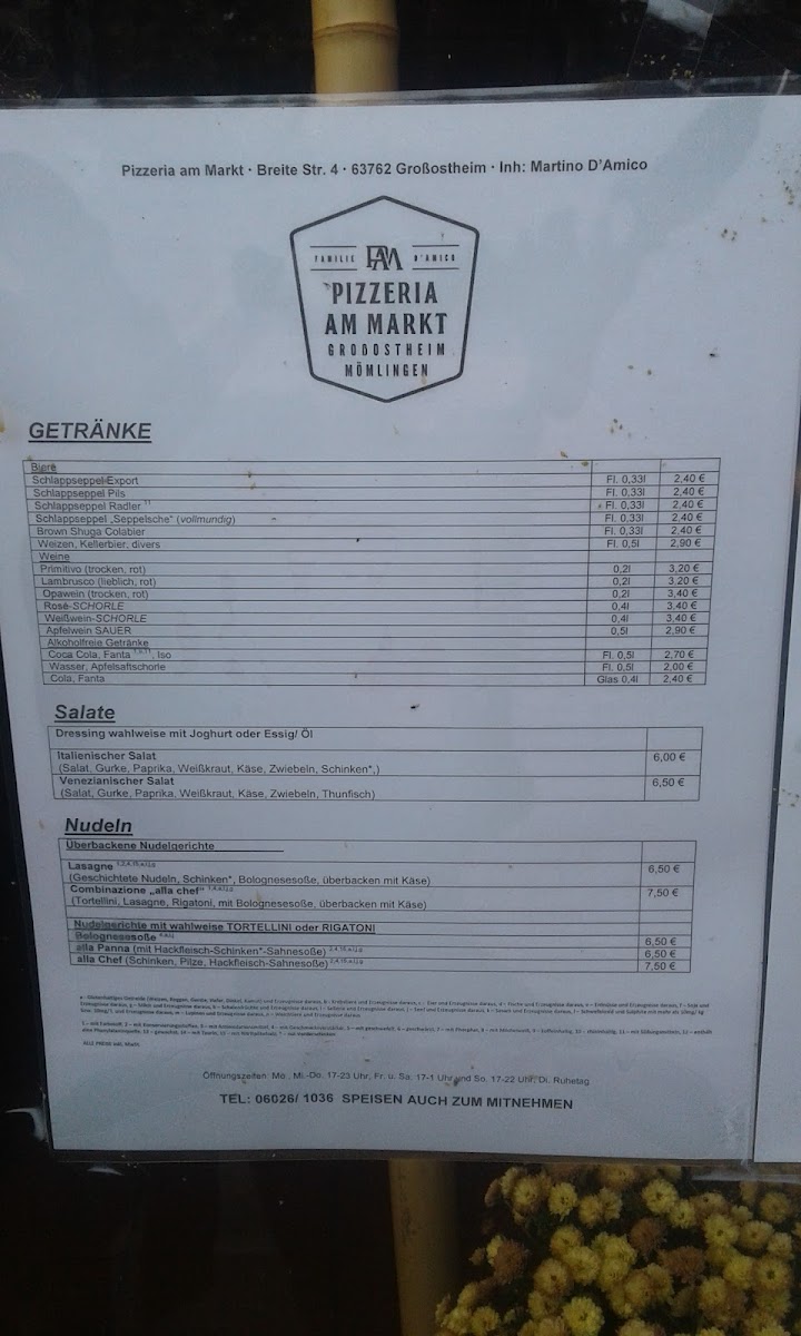 Menu Pizzeria Am Markt Grossostheim-1